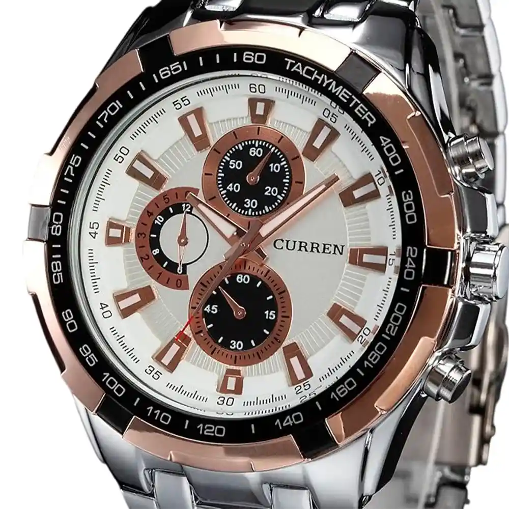 Reloj Análogo Curren Original Kre02192002 - 8023 Acero Color Plateado Para Hombre