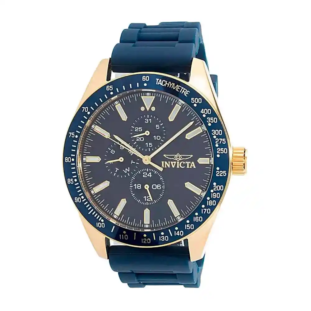 Reloj Análogo Invicta Original 38403 Azul Con Correa De Silicona Para Hombre