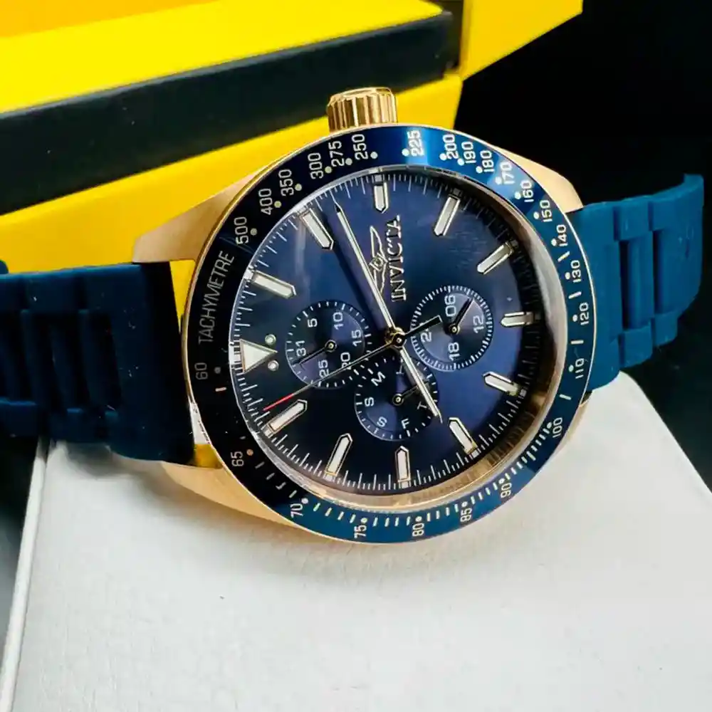 Reloj Análogo Invicta Original 38403 Azul Con Correa De Silicona Para Hombre