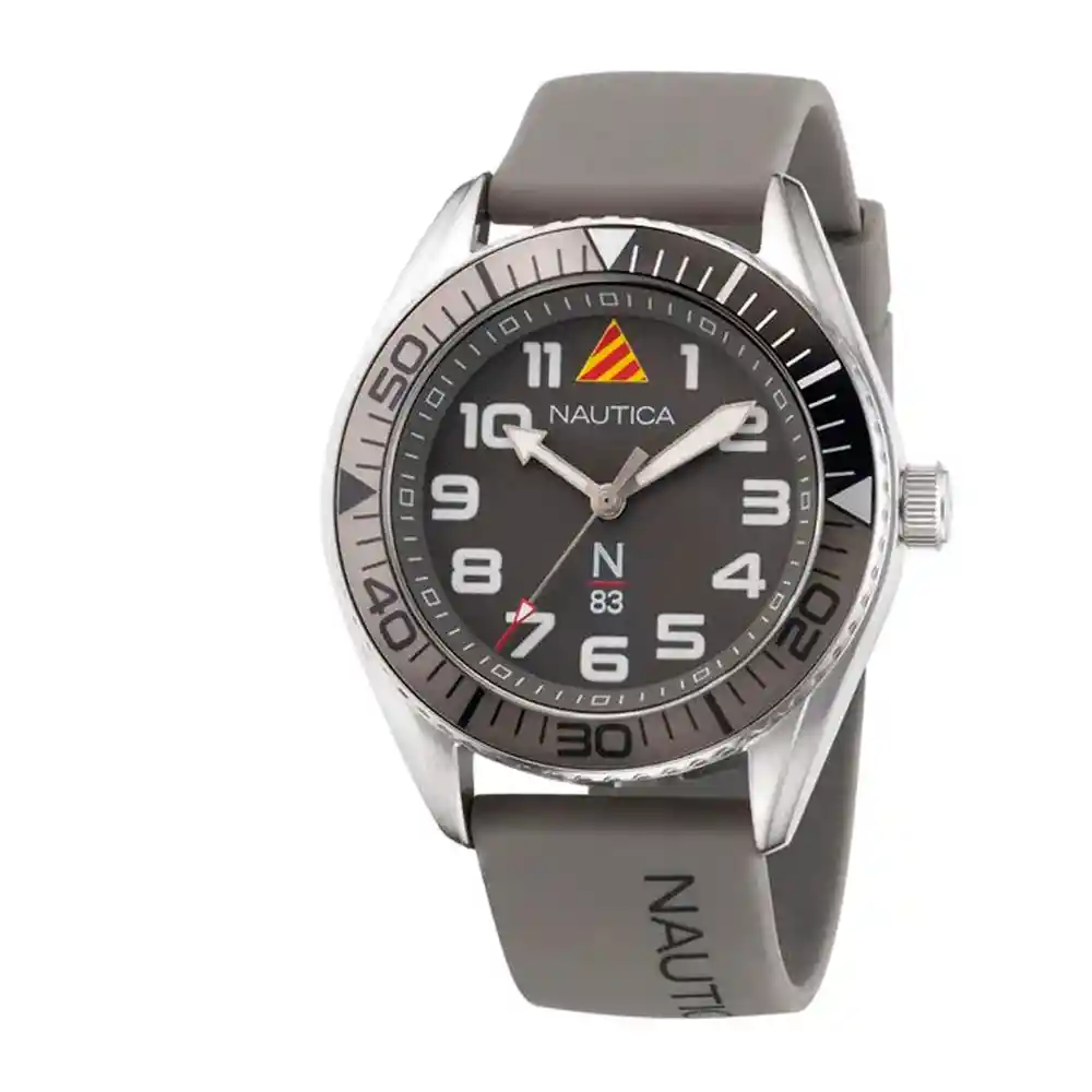Reoj Análogo Nautica Original Napfwf202 Deportivo Color Gris Correa De Silicona Para Hombre