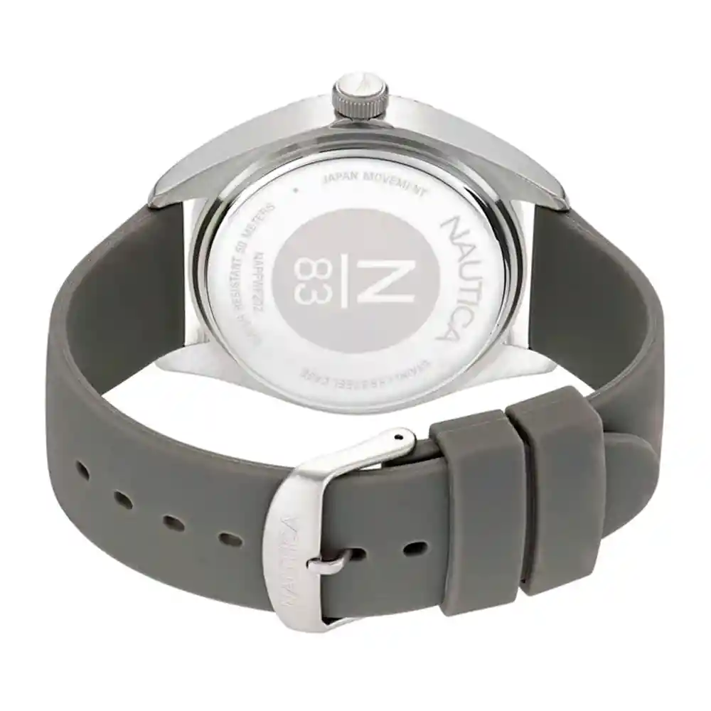 Reoj Análogo Nautica Original Napfwf202 Deportivo Color Gris Correa De Silicona Para Hombre