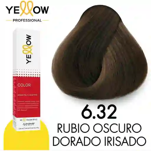 Yellow Tinte Tono 6.32 Rubio Oscuro Dorado Irisado (incluye Guantes, Peróxido Y Tratamiento)