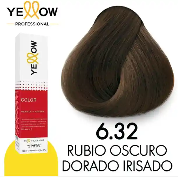 Yellow Tinte Tono 6.32 Rubio Oscuro Dorado Irisado (incluye Guantes, Peróxido Y Tratamiento)
