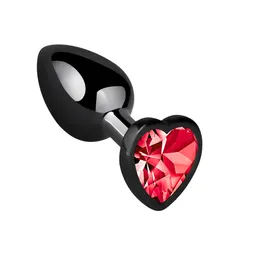 Plug Anal Talla S Negro Metálico Joya Corazón Rojo