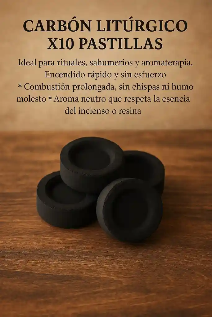 Carbón Litúrgico X10 Pastillas – Ideal Para Rituales, Sahumerios Y Aromaterapia