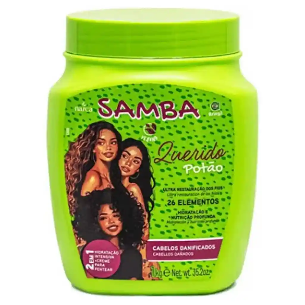 Samba Querido Portão Cabellos Dañados – Tratamiento Capilar Profesional Con Queratina Y Aceite De Coco – 35.2 Oz - 1 Kg