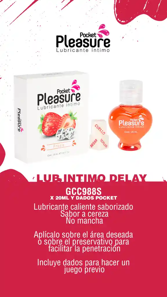 Lubricante Caliente Cereza + Dados Pocket
