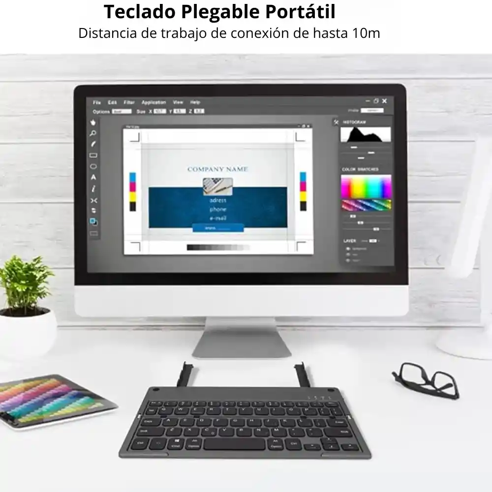 Teclado Bluetooth Plegable Portátil Recargable Soporte S1005