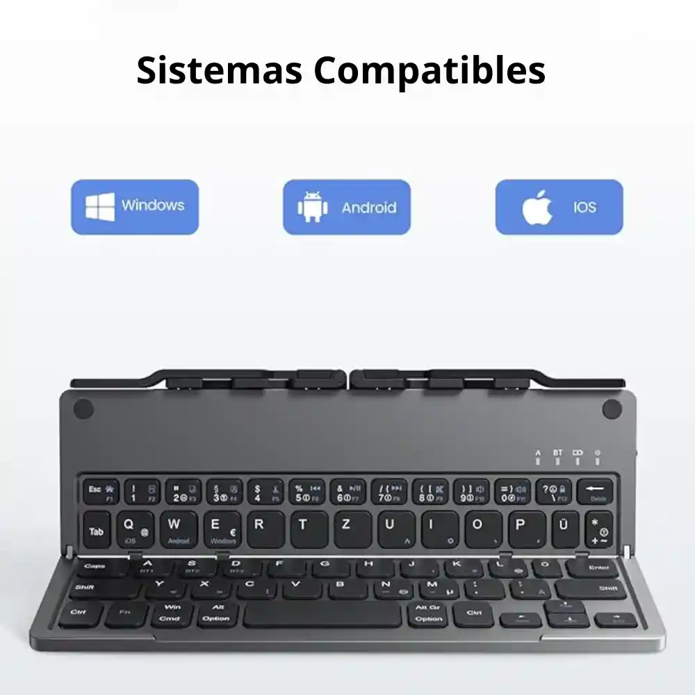 Teclado Bluetooth Plegable Portátil Recargable Soporte S1005