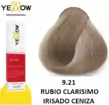Yellow Tinte Tono 9.21 Rubio Clarisimo Irisado Ceniza (incluye Guantes, Peróxido Y Tratamiento)