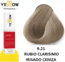 Yellow Tinte Tono 9.21 Rubio Clarisimo Irisado Ceniza (incluye Guantes, Peróxido Y Tratamiento)