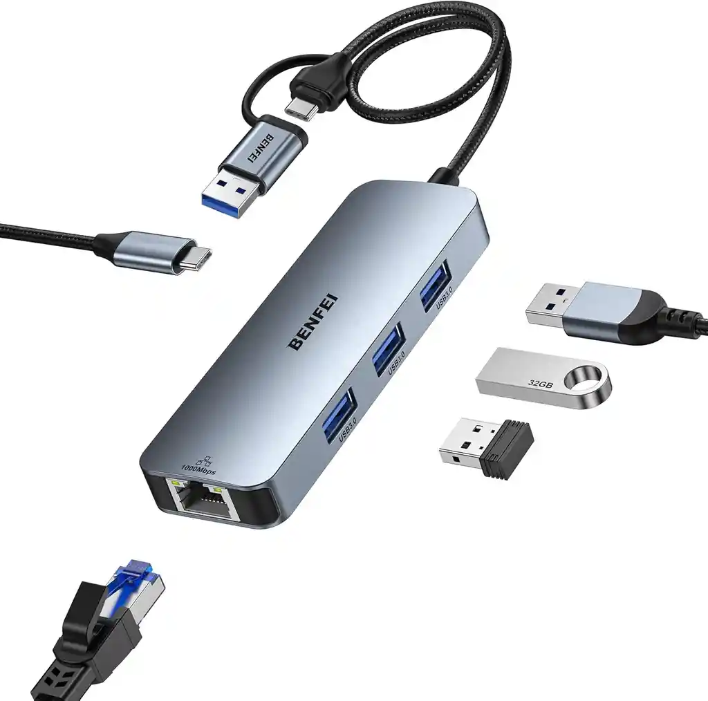 Adaptador De Red Usb Tipo C Ethernet Rj45 Hub Mac Win Metal