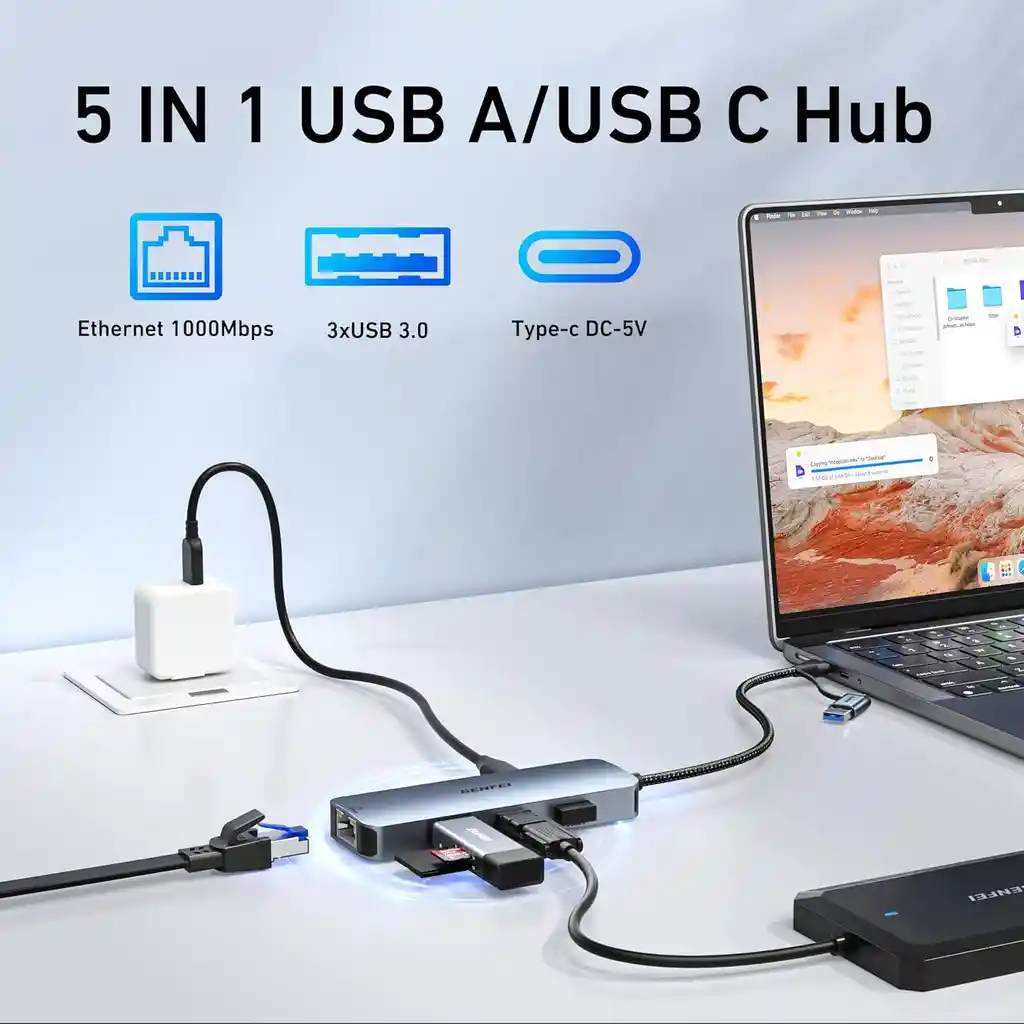 Adaptador De Red Usb Tipo C Ethernet Rj45 Hub Mac Win Metal