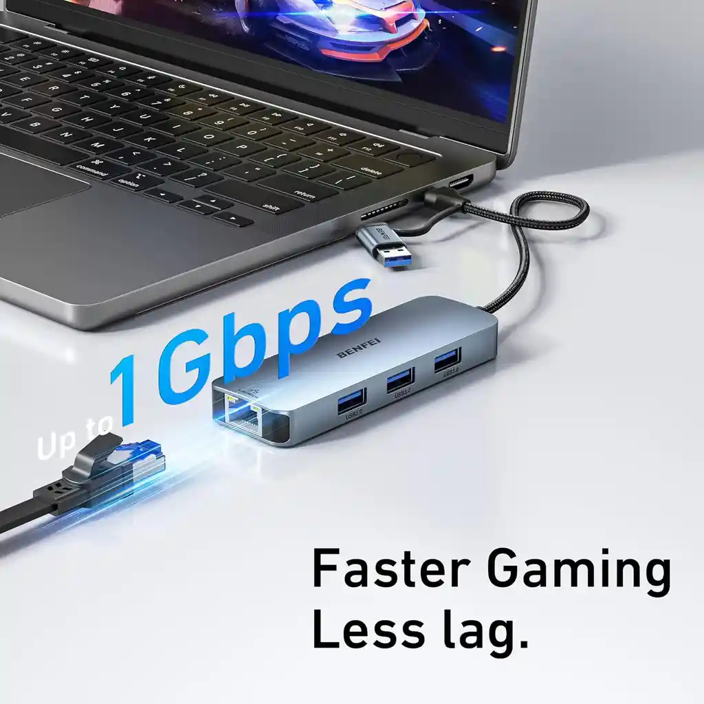 Adaptador De Red Usb Tipo C Ethernet Rj45 Hub Mac Win Metal