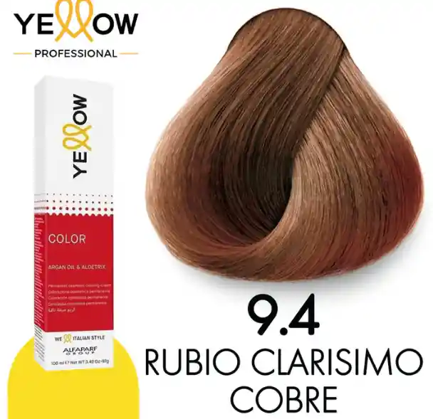 Yellow Tinte Tono 9.4 Rubio Clarisimo Cobre (incluye Guantes, Peróxido Y Tratamiento)