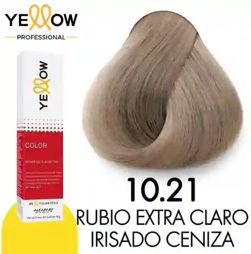 Yellow Tinte Tono 10.21 Rubio Extra Claro Irisado Ceniza (incluye Guantes, Peróxido Y Tratamiento)