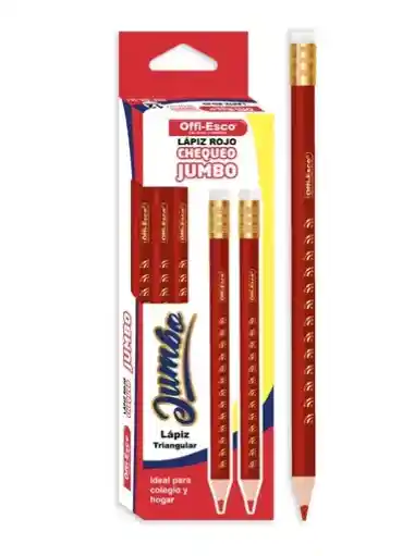 Lápiz Offi Esco Rojo Chequeo Jumbo - Unidad