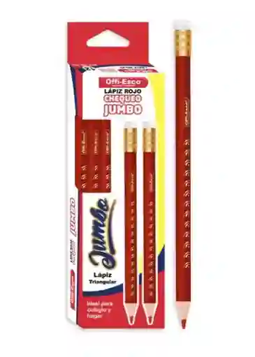 Lápiz Offi Esco Rojo Chequeo Jumbo - Unidad