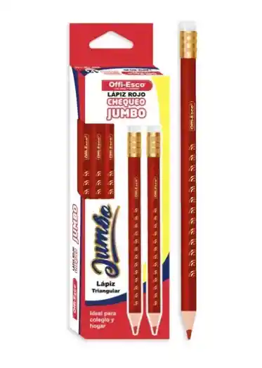 Lápiz Offi Esco Rojo Chequeo Jumbo - Unidad