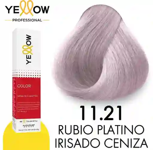 Yellow Tinte Tono 11.21 Rubio Platino Irisado Ceniza (incluye Guantes, Peróxido Y Tratamiento)