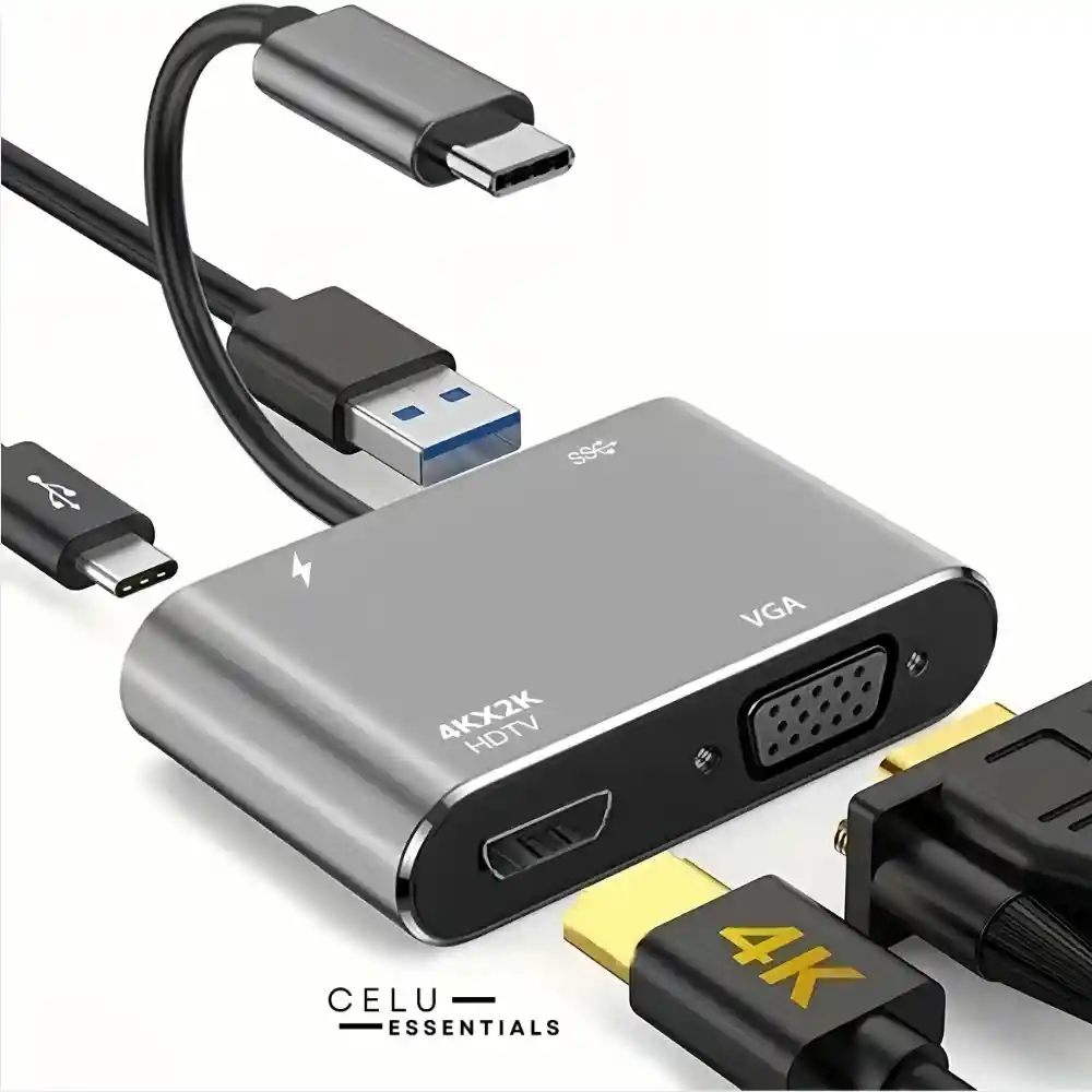 Adaptador Tipo C A Vga, Hdmi, Usb Y Tipo C