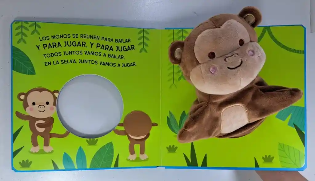 Libro Sensorial Cuento Mono Con Títere Para Niños