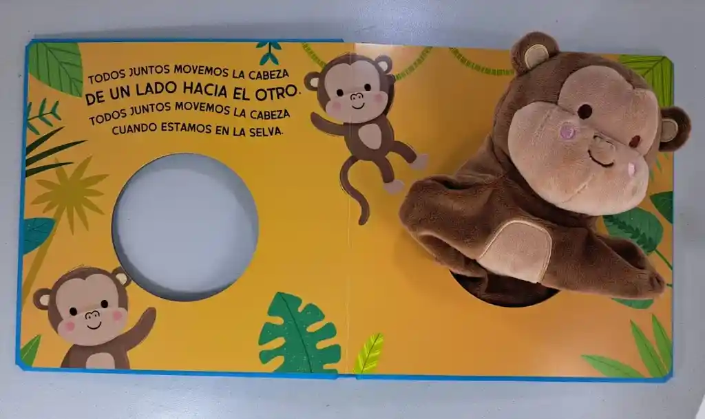 Libro Sensorial Cuento Mono Con Títere Para Niños