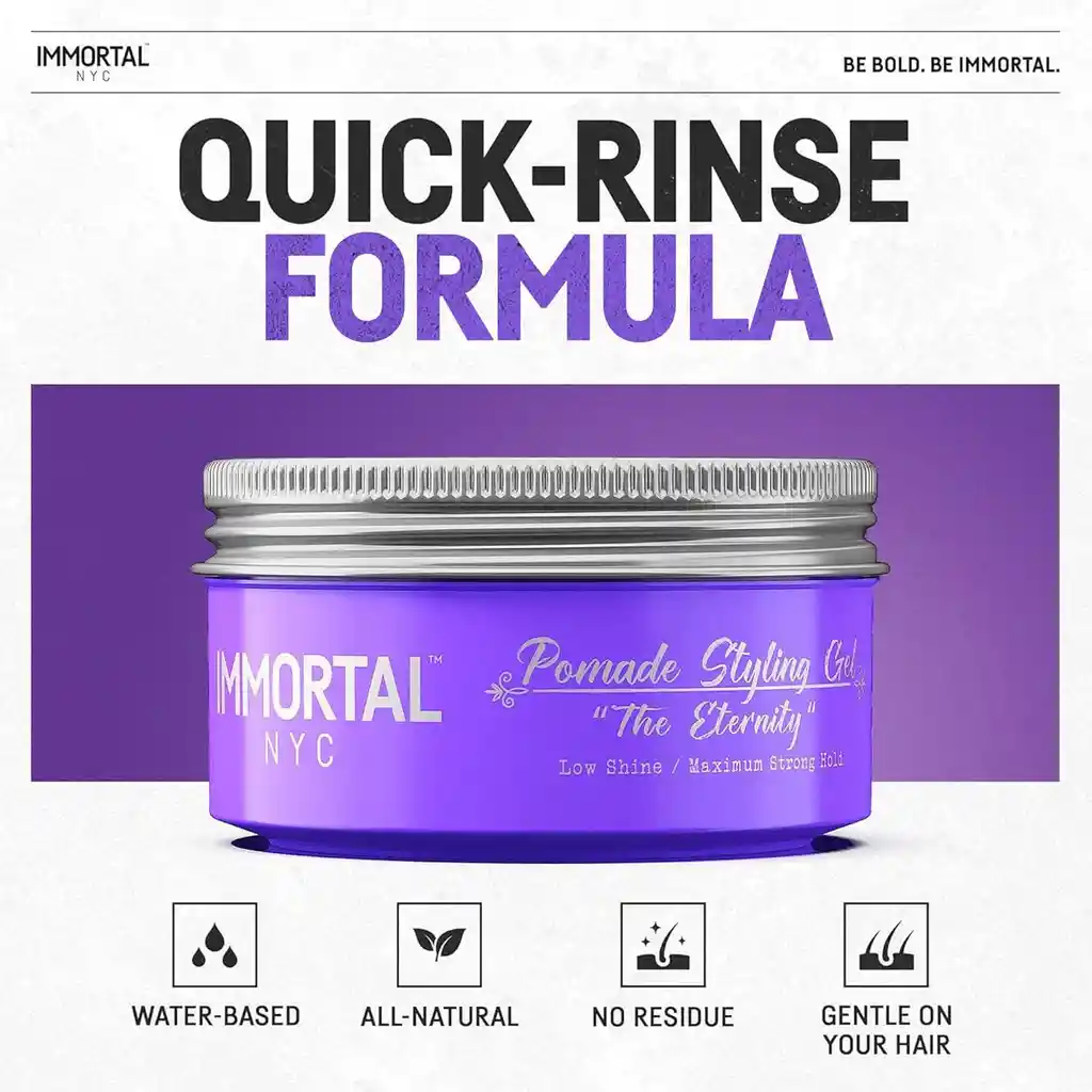 Cera Para El Cabello Con Efecto Bajo Brillo Immortal Nyc Pomade Styling Gel "the Eternity" 150g