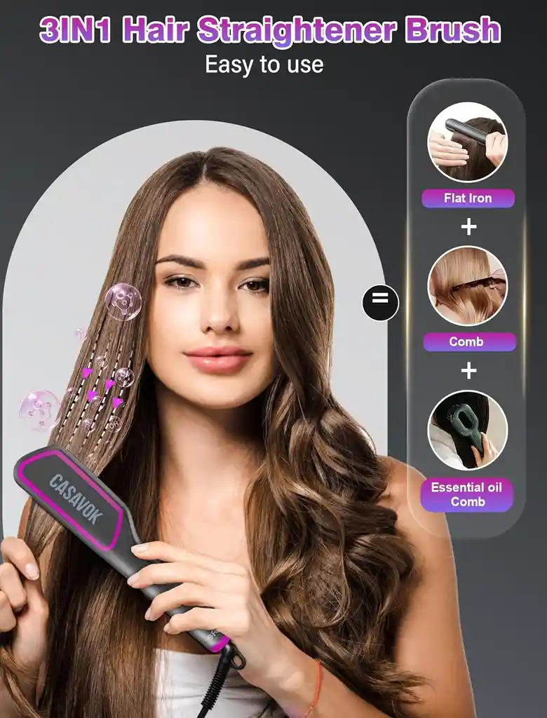 Cepillo Alisador Blower Cabello Iones Negativos 3 En 1 Peine Guante Pinzas