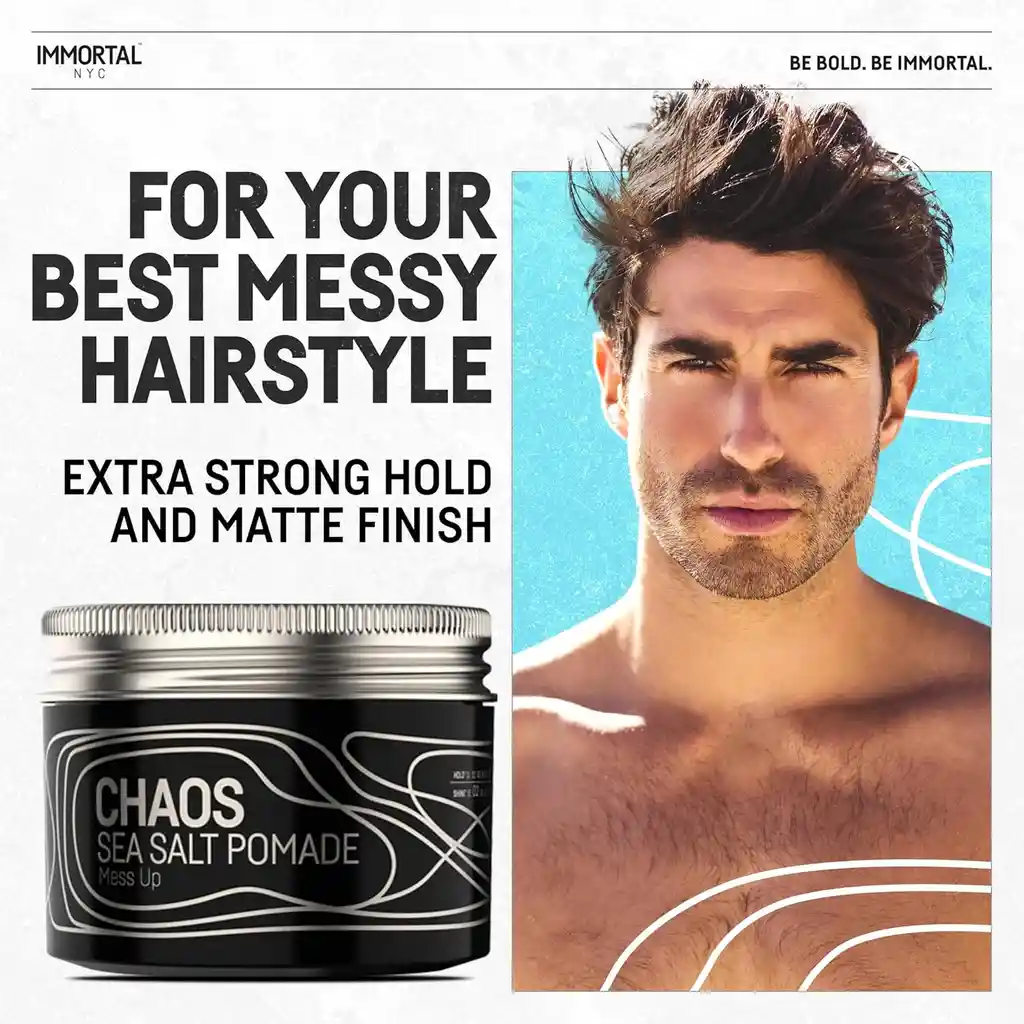 Cera Para Cabello Exclusiva De Sal Marina Y Aspecto Seco Natural Mate Immortal Nyc Chaos Sea Salt Pomade Mess Up 100g