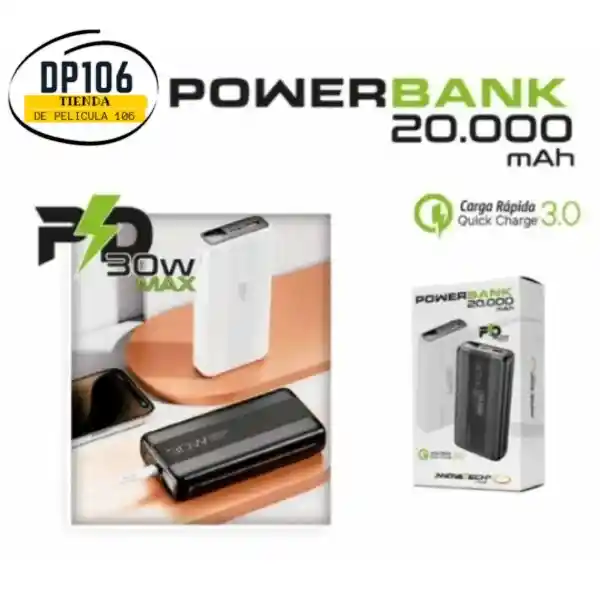 Power Bank 20.000 Mah – Bateria Portatil Carga Rápida 30w