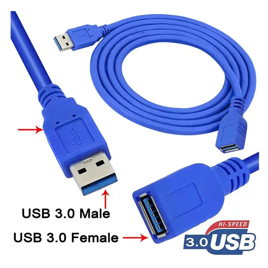 Cable Extensor Usb 3.0 Macho / Hembra De 1,5 Metros, Azul