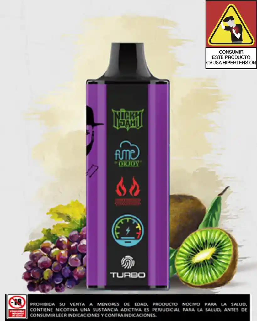 Vapeador Nicky Jam 15.000 Puffs Fantasia (uva Kiwi)