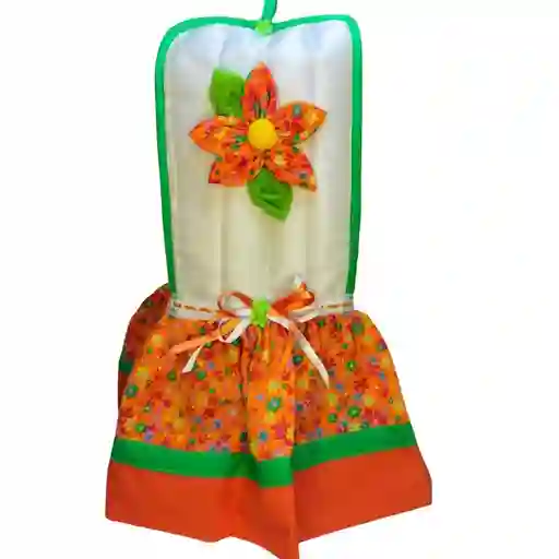 Forro Licuadora Flor Naranja Moño