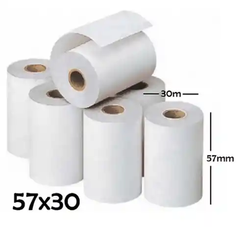 Rollo De Papel Recibo 57x30mm Paquete X 5 Und