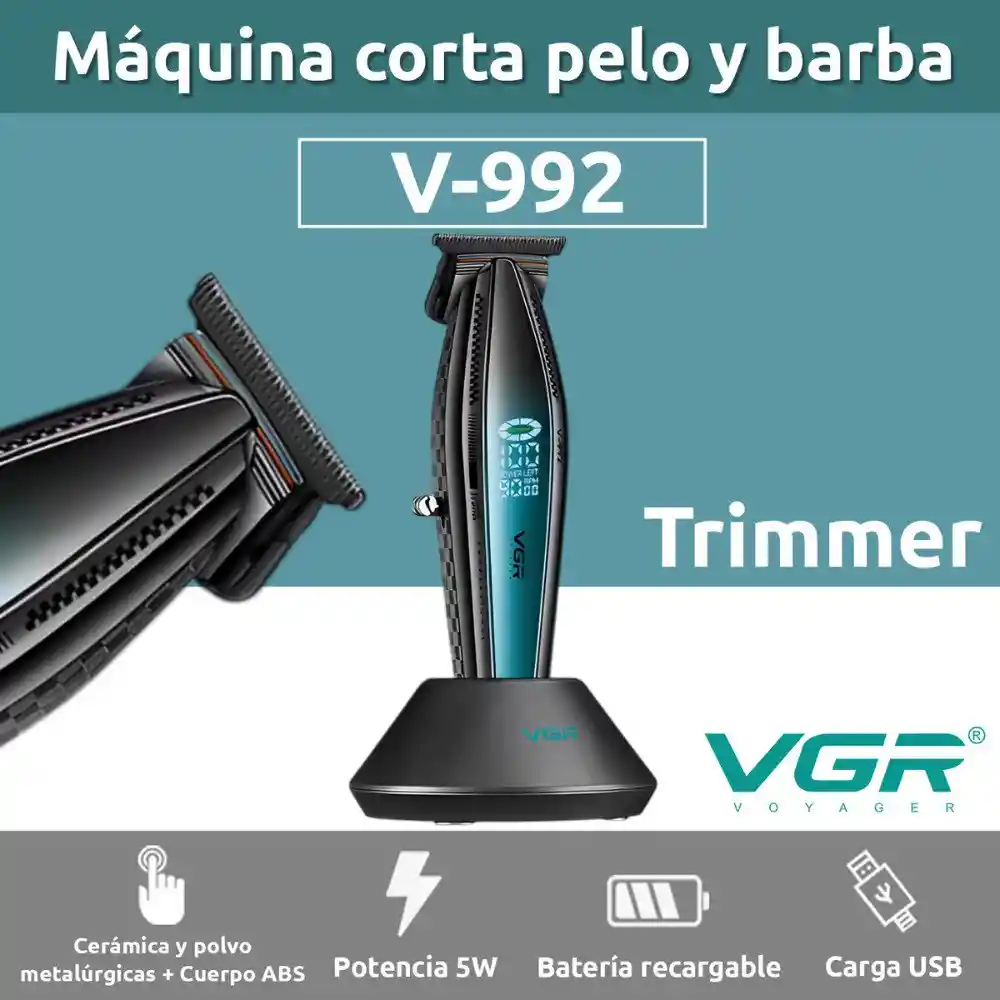 Maquina Patillera Afeitadora Corte De Pelo Inalambrica Vgr V-992