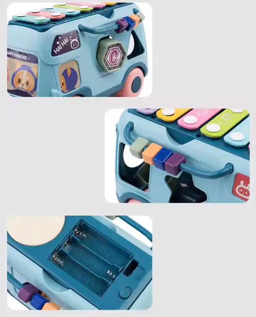 Bus Didáctico Musical Multifuncional Infantil Xilófono Rosa