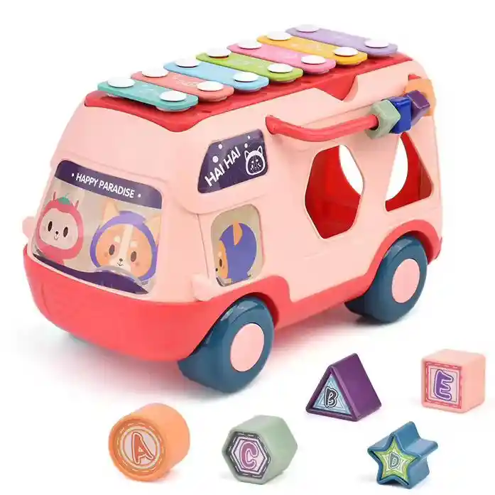 Bus Didáctico Musical Multifuncional Infantil Xilófono Rosa