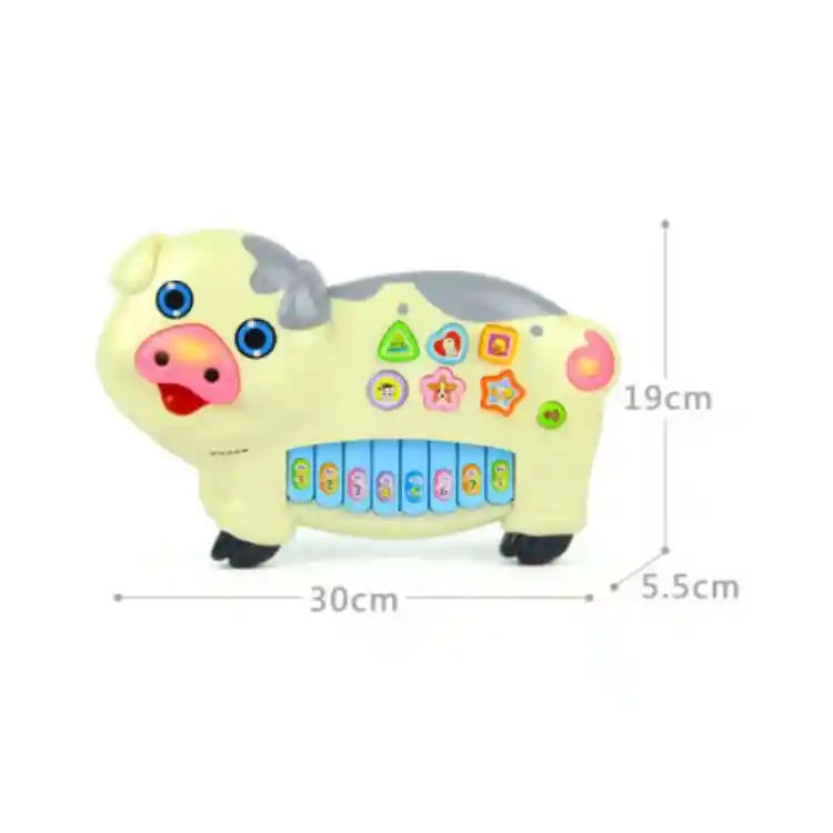 Piano Didáctico Cerdito Musical Infantil Con Teclas Y Sonido