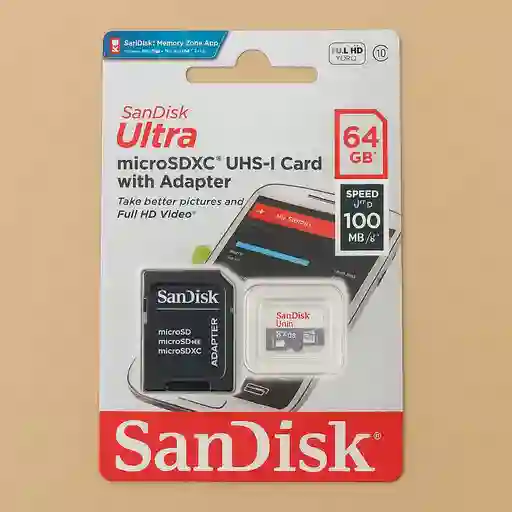 Sandisk Ultra Microsdxc 64gb Con Adaptador – Velocidad Hasta 100mb/s