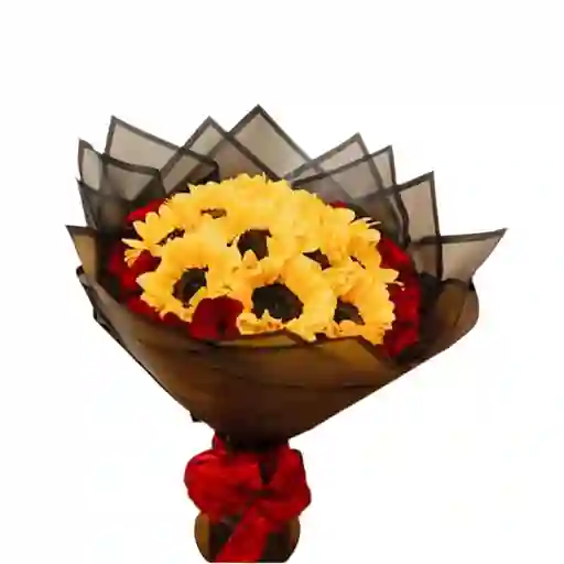 Amor Soleado – Ramo De Girasoles Y Rosas