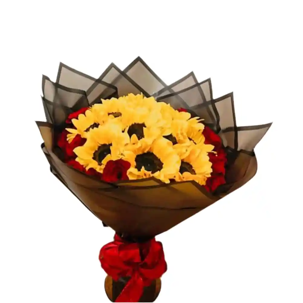 Amor Soleado – Ramo De Girasoles Y Rosas