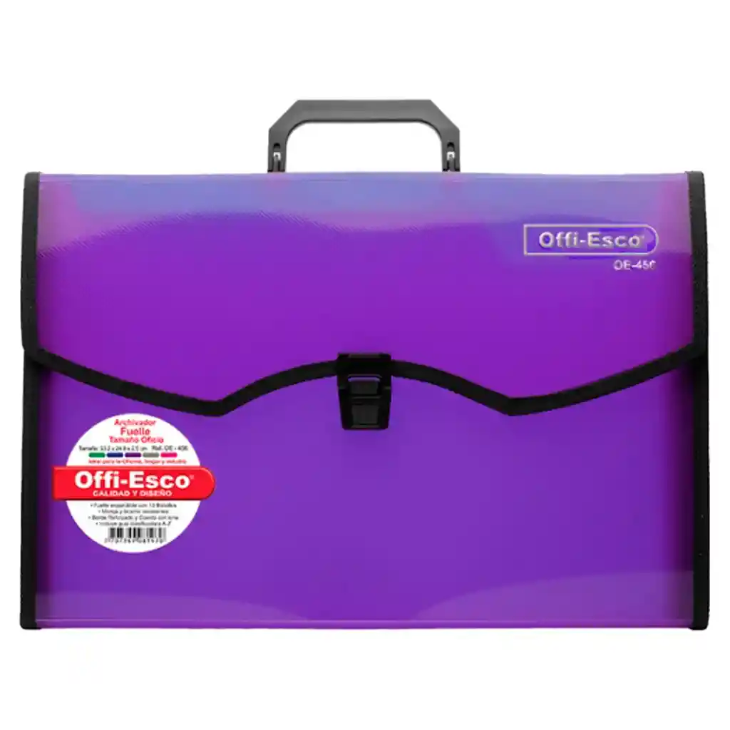 Carpeta 13 Bolsillos Offiesco Oe-456 Maletin Morado