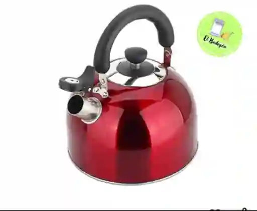 Tetera 2.5 Litros Acero Inoxidable Con Silbato Roja 18/10 Hervidor De Agua