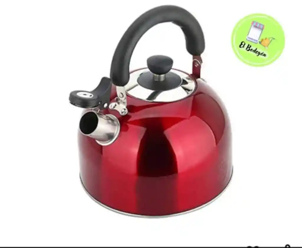 Tetera 2.5 Litros Acero Inoxidable Con Silbato Roja 18/10 Hervidor De Agua
