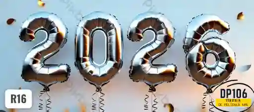 2026 Globos Plata R16 Feliz Año Nuevo Metalizado Mediano