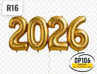 2026 Globos Dorado R16 Feliz Año Nuevo Metalizado Mediano