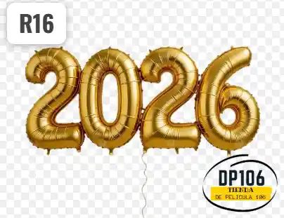 2026 Globos Dorado R16 Feliz Año Nuevo Metalizado Mediano