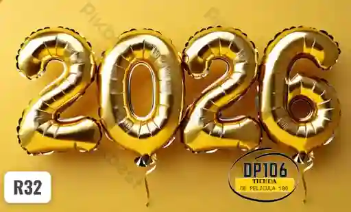 Globos 2026 Año Nuevo Dorado Grande