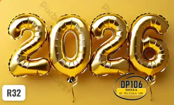 Globos 2026 Año Nuevo Dorado Grande